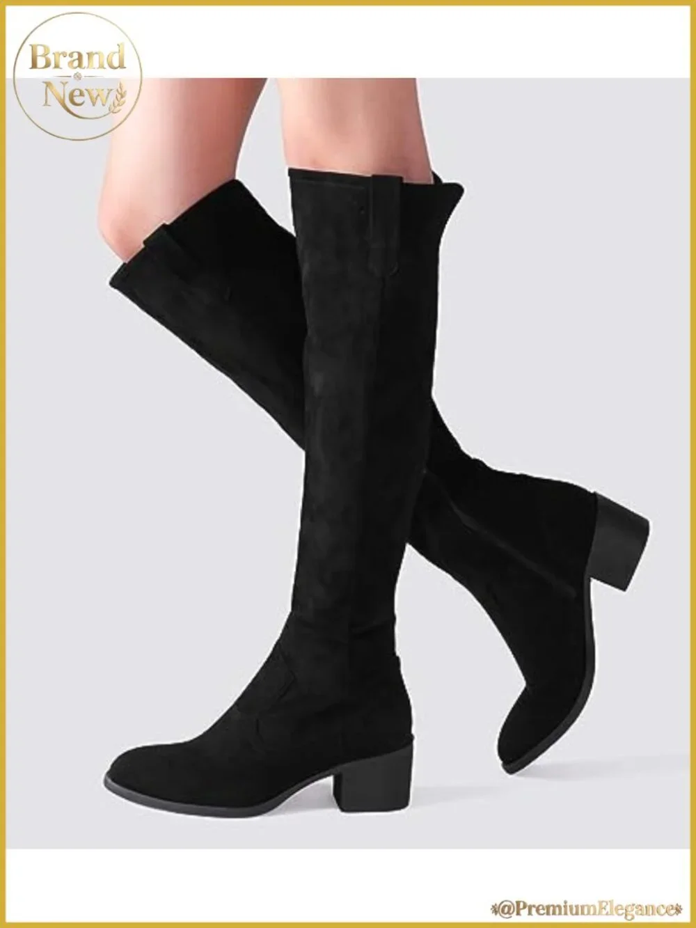 Over The Knee Thigh High Chunky Heel Pointed Toe Faux Suede Boots